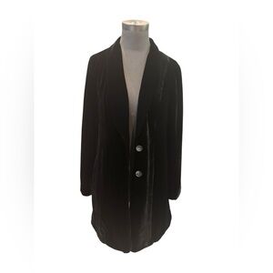 J. Jill Black Velvet Long Blazer Jacket Size XS Silk Blend